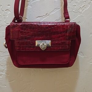 Brighton Red Heart Crossbody Purse Embossed Bellissimo Lipstick Shoulder Bag